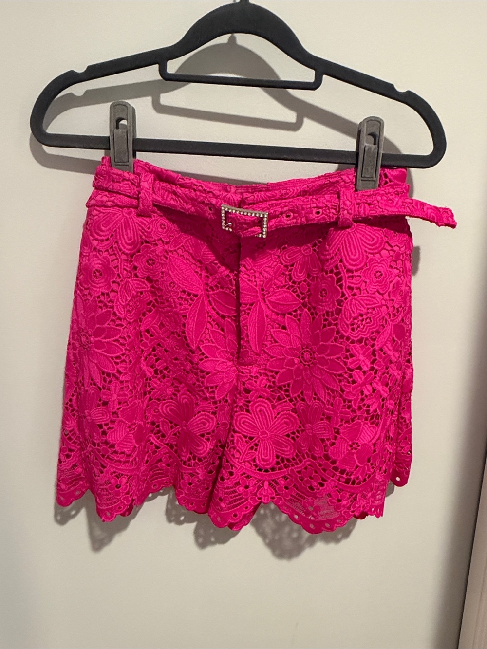 Generation Love Hot Pink Floral Lace Belted Skort